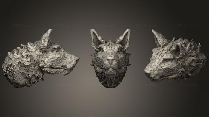 Статуэтки животных (Снежный Волк, STKJ_1483) 3D модель для ЧПУ станка